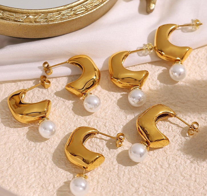 Radiant 3-in-1 Pearl Drop Hoop Earrings