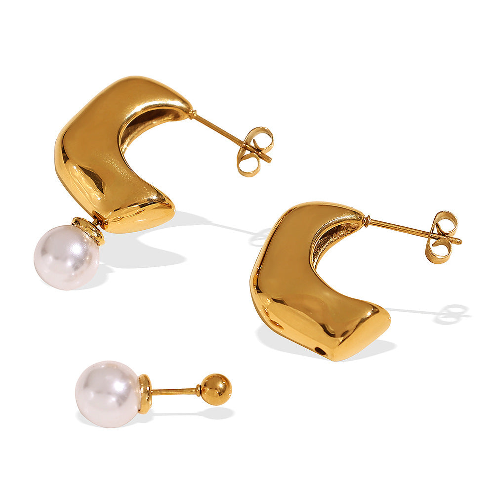 Radiant 3-in-1 Pearl Drop Hoop Earrings