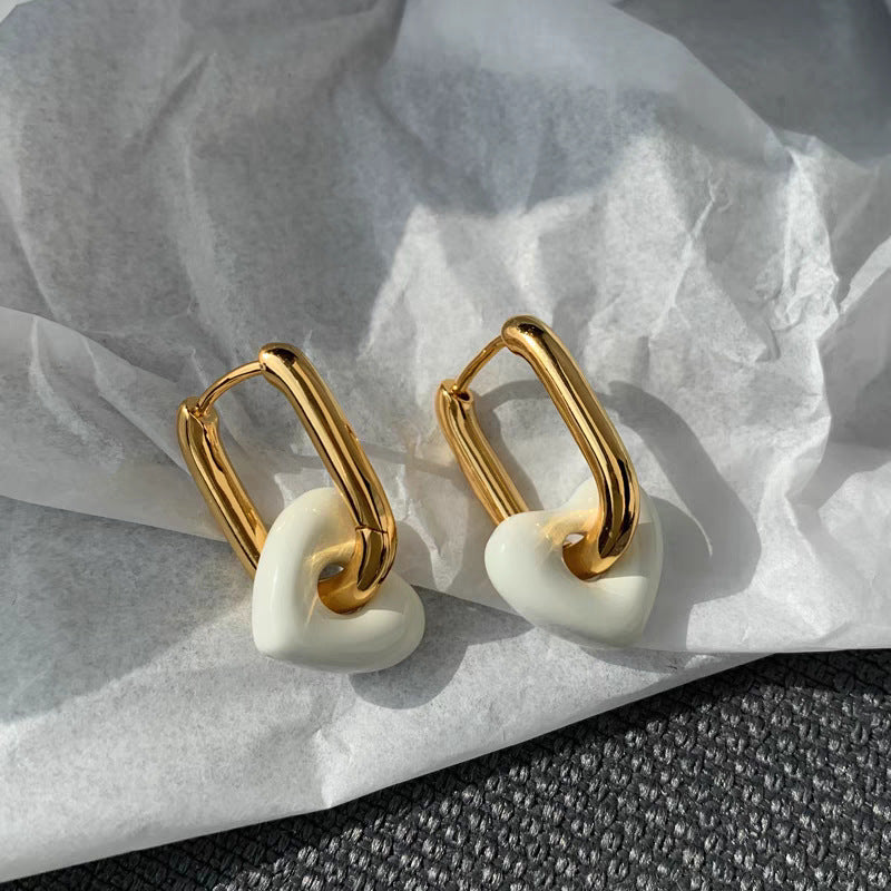 Chic Heart Drop Link Earrings