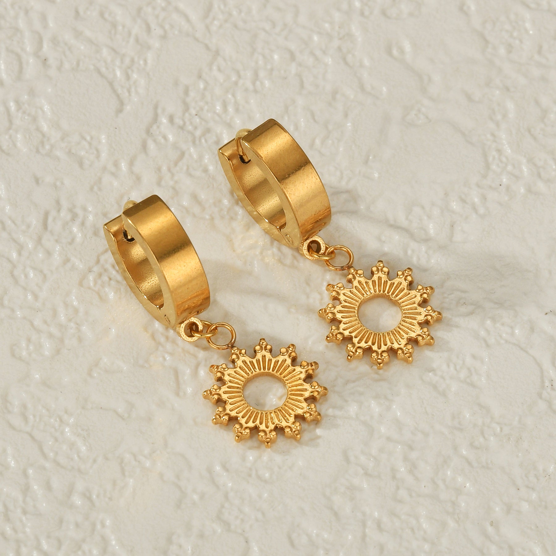 Radiant Sunburst Dangle Hoop Earrings