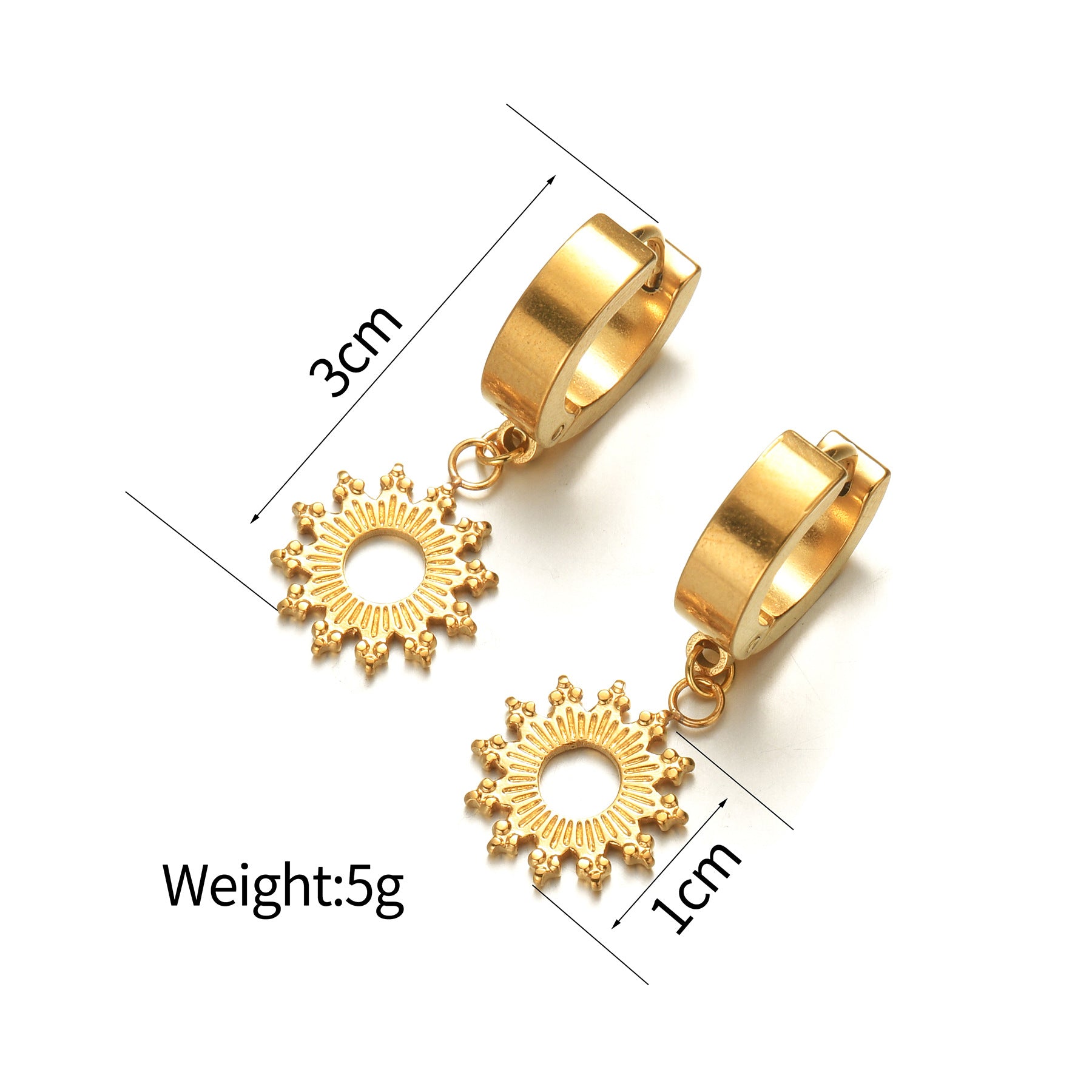 Radiant Sunburst Dangle Hoop Earrings