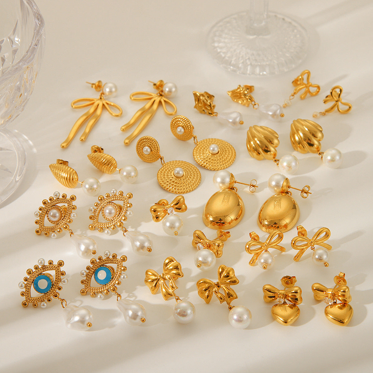 Golden Grandeur Heartfelt Bow Earrings