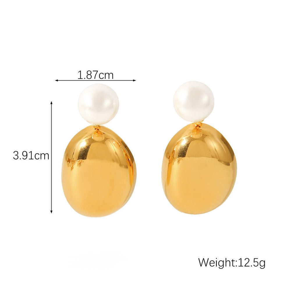 Golden Grandeur Organic Drop & Pearl Earrings