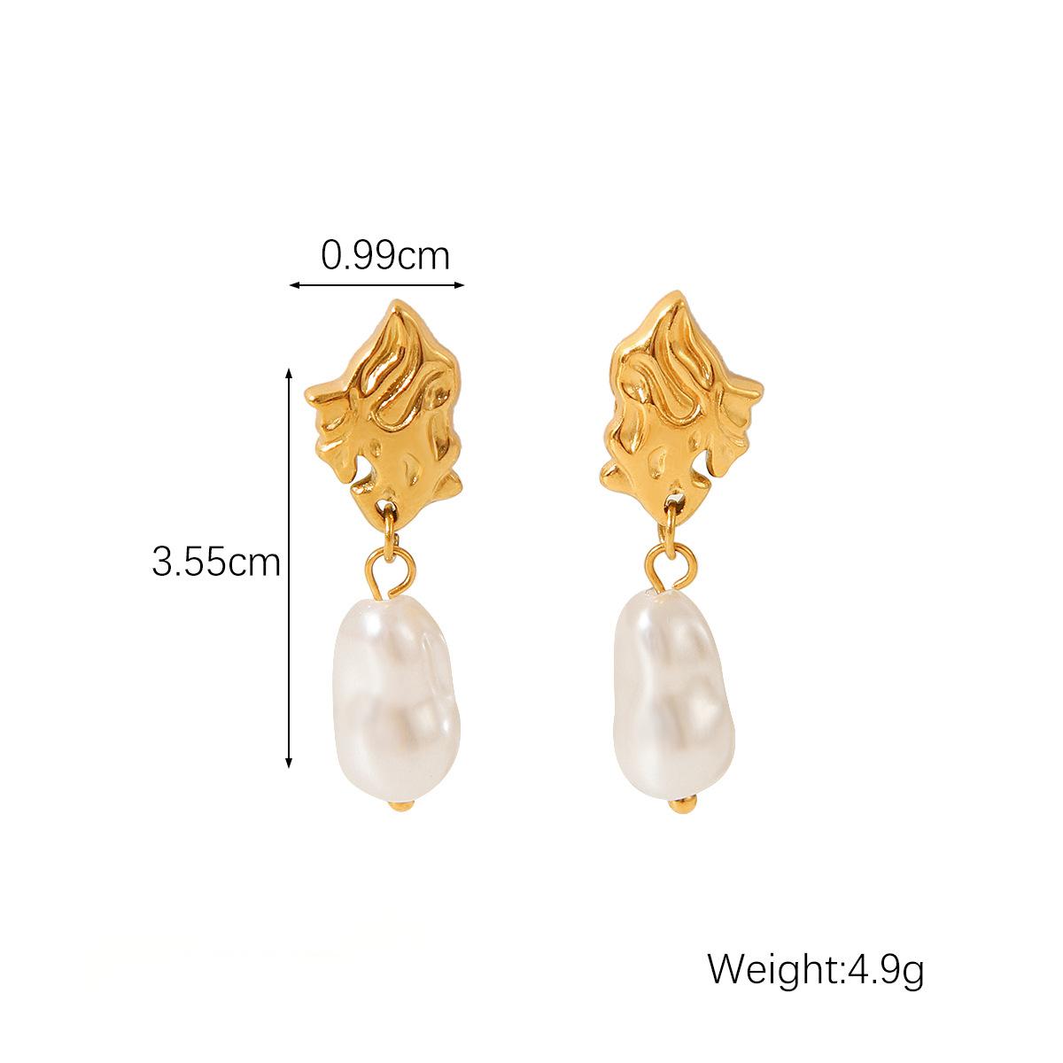 Golden Grandeur Abstract & Baroque Pearl Earrings