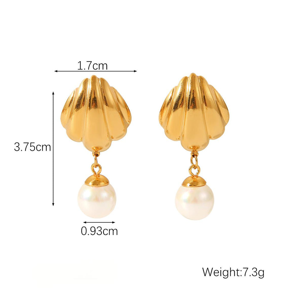 Golden Grandeur Seashell & Pearl Earrings