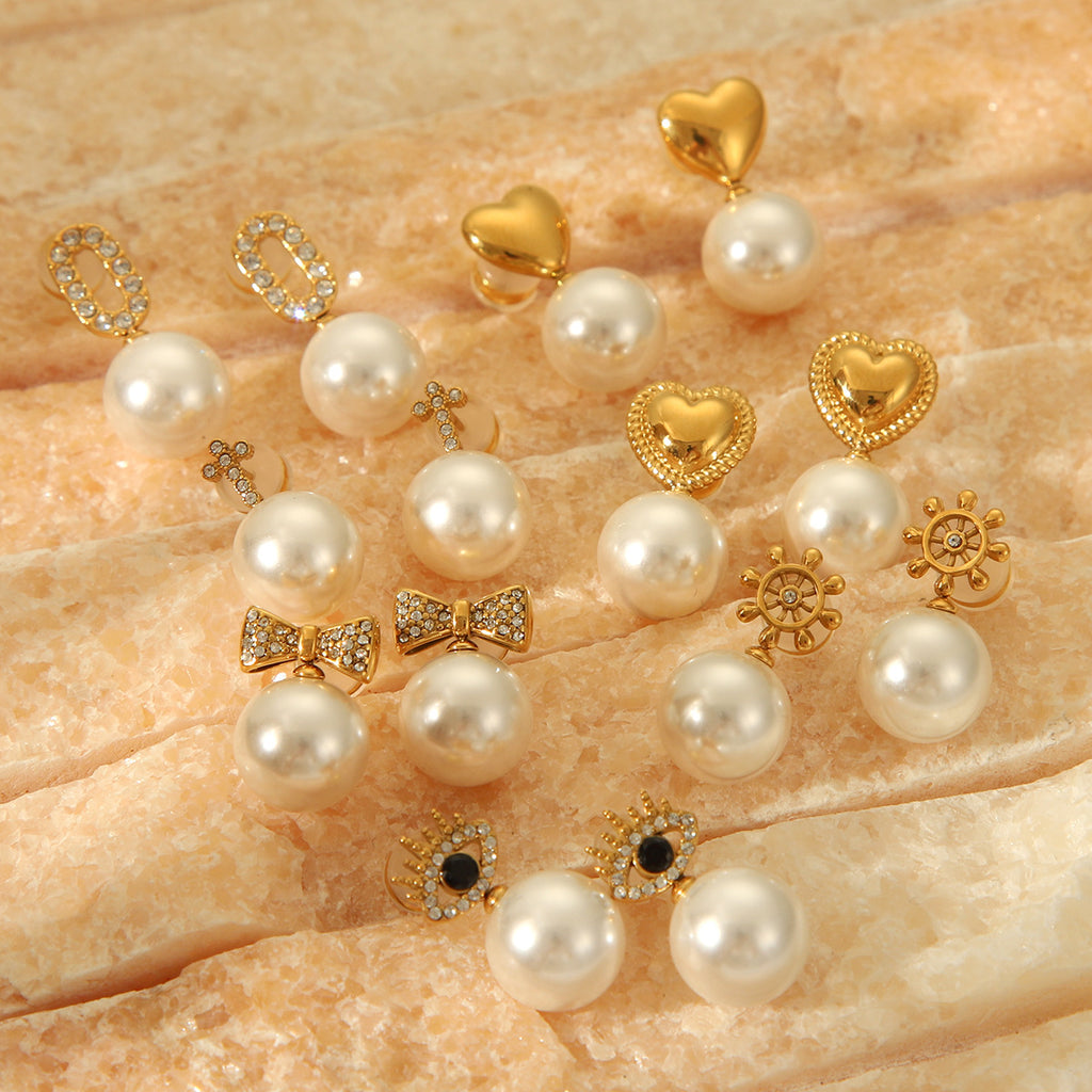 Mystical Eye and Pearl Drop Earrings