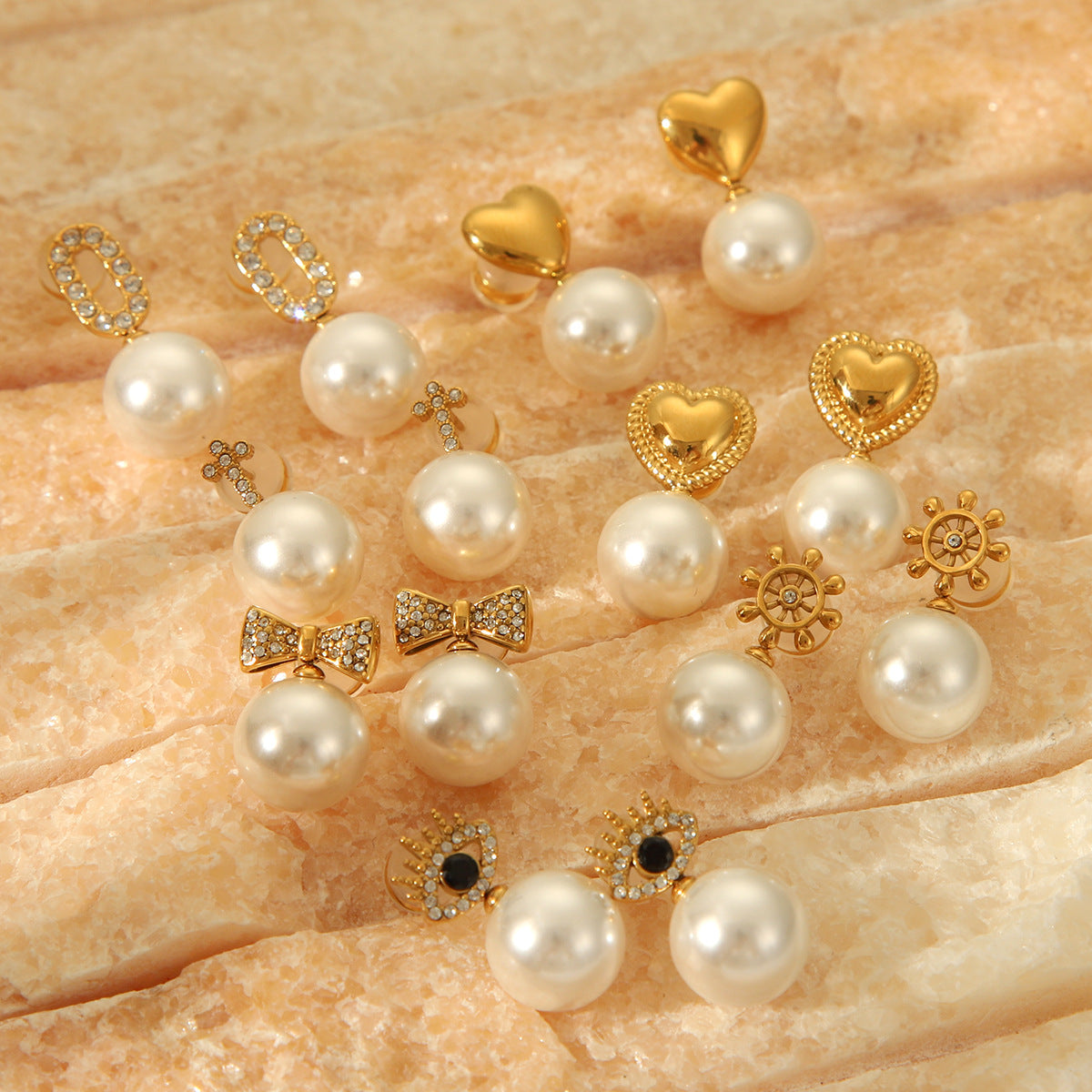 Mystical Eye and Pearl Drop Earrings
