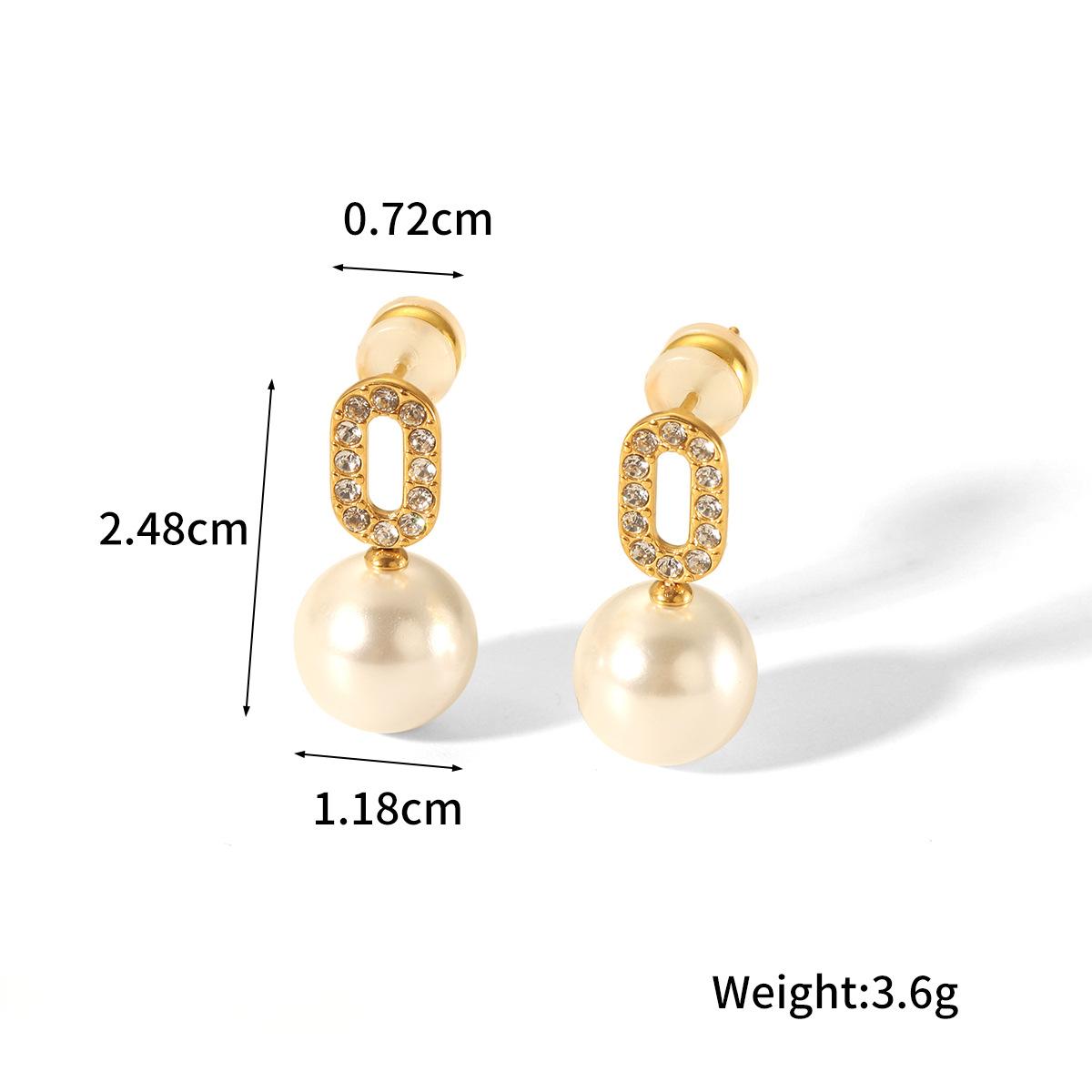 Golden Pave Oval and Pearl Drop Earrings