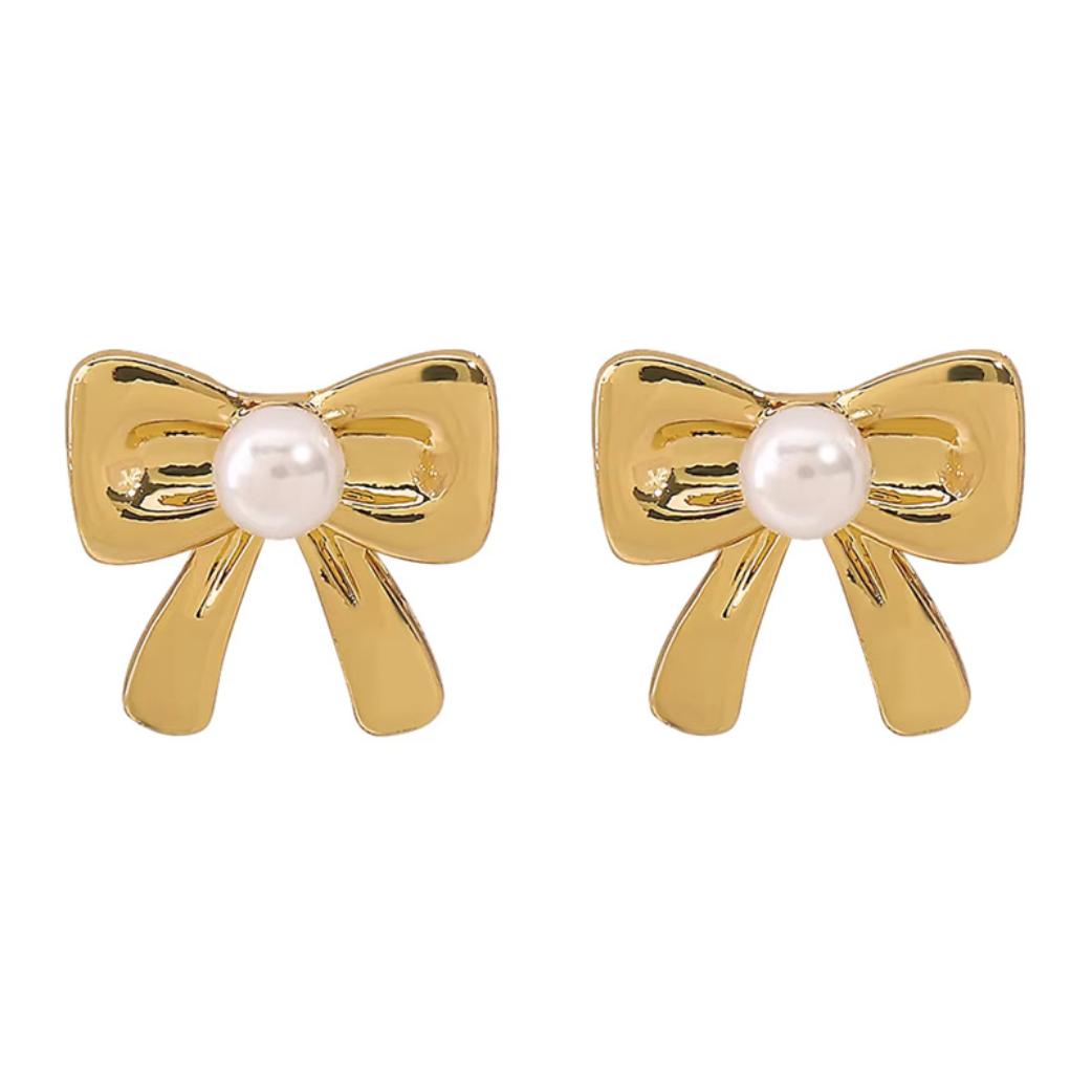 Golden Bowknot Necklace and Earring Set