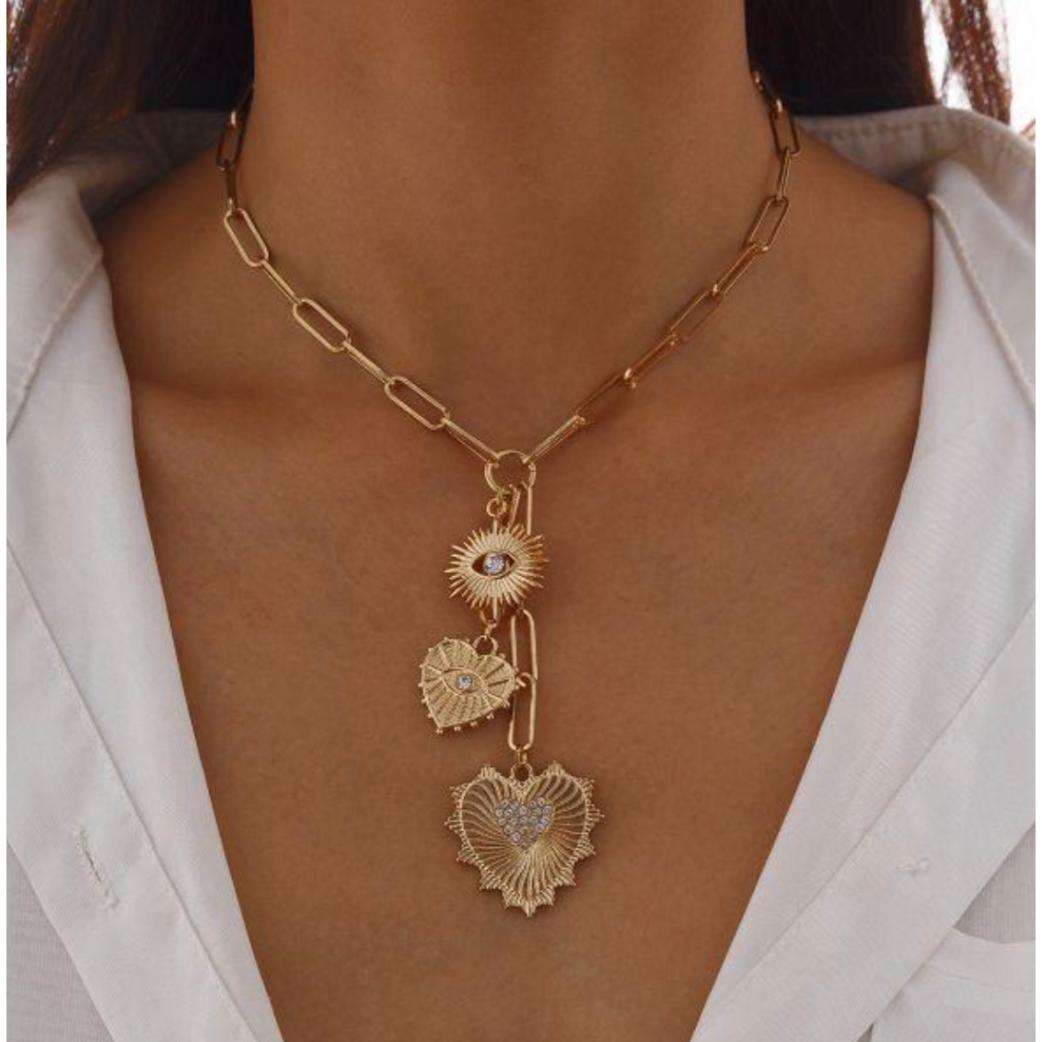 Golden Celestial Charm Drop Necklace