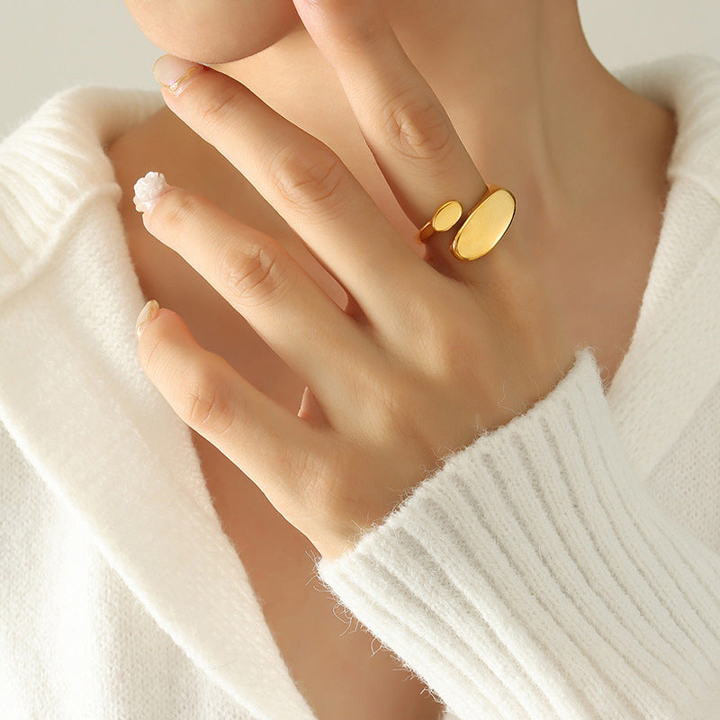 Modern Asymmetrical Gold Statement Ring