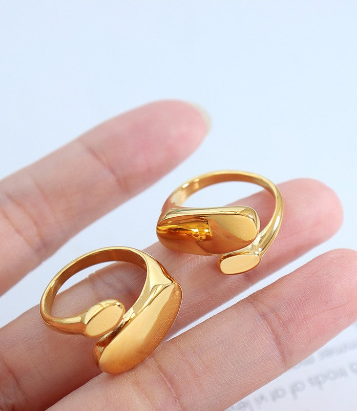 Modern Asymmetrical Gold Statement Ring