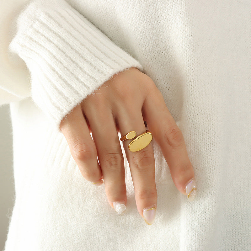 Modern Asymmetrical Gold Statement Ring