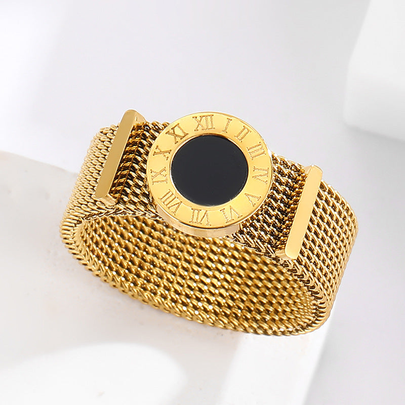 Timeless Roman Golden Mesh Statement Ring