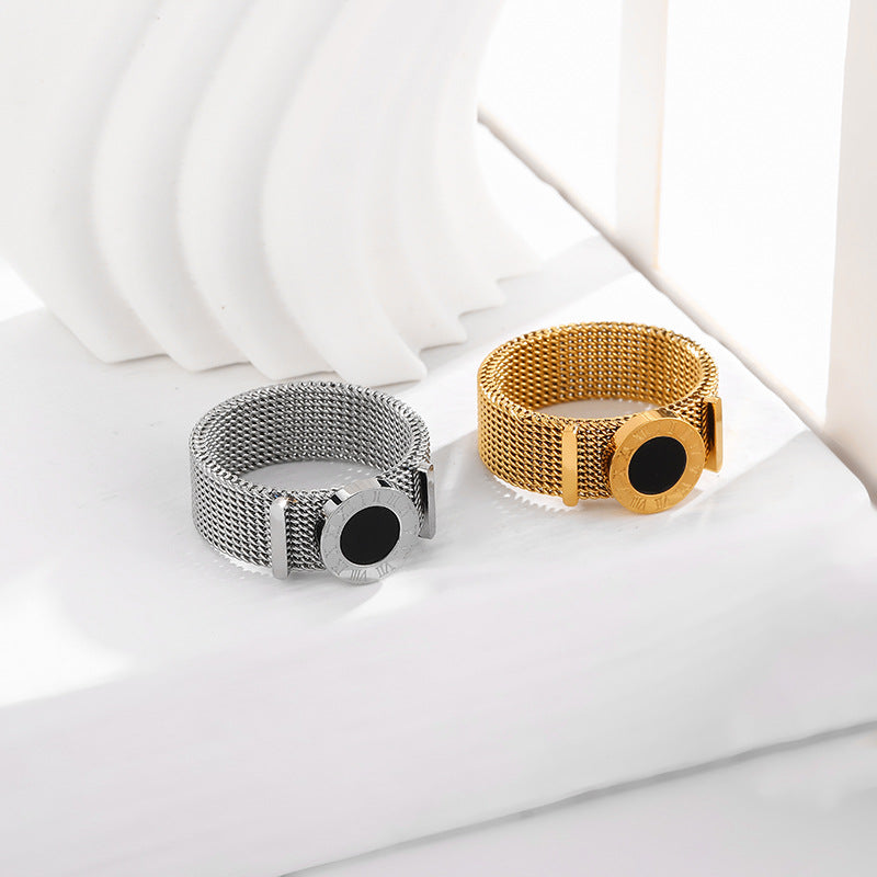 Timeless Roman Golden Mesh Statement Ring