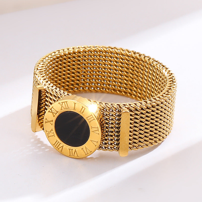 Timeless Roman Golden Mesh Statement Ring