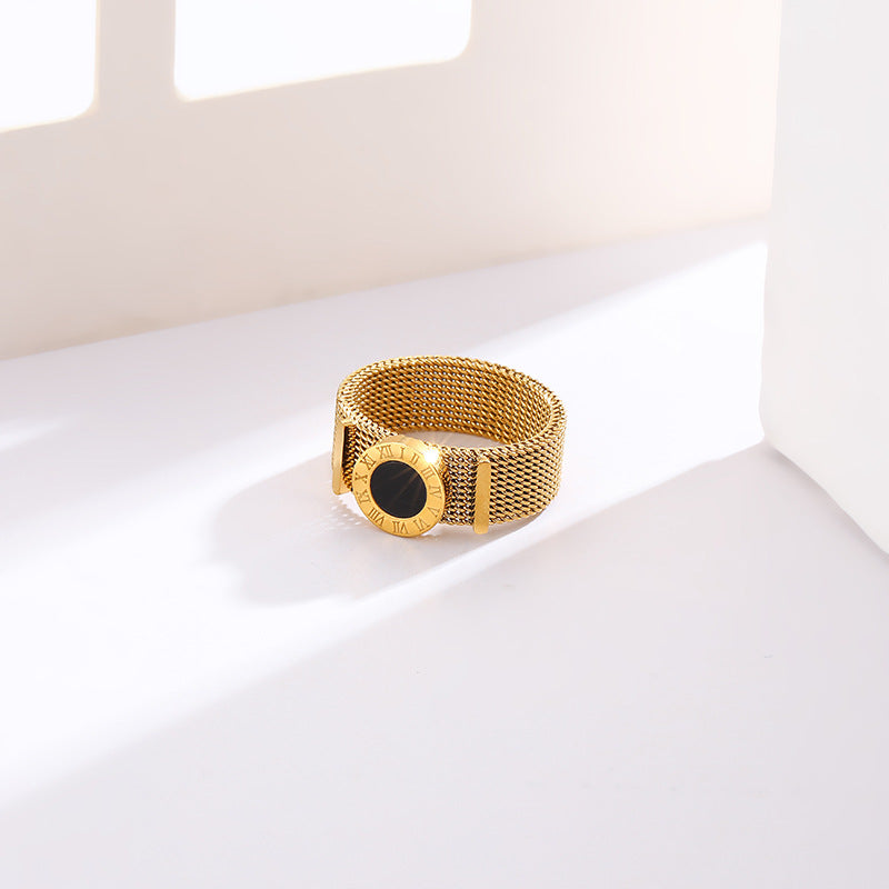 Timeless Roman Golden Mesh Statement Ring