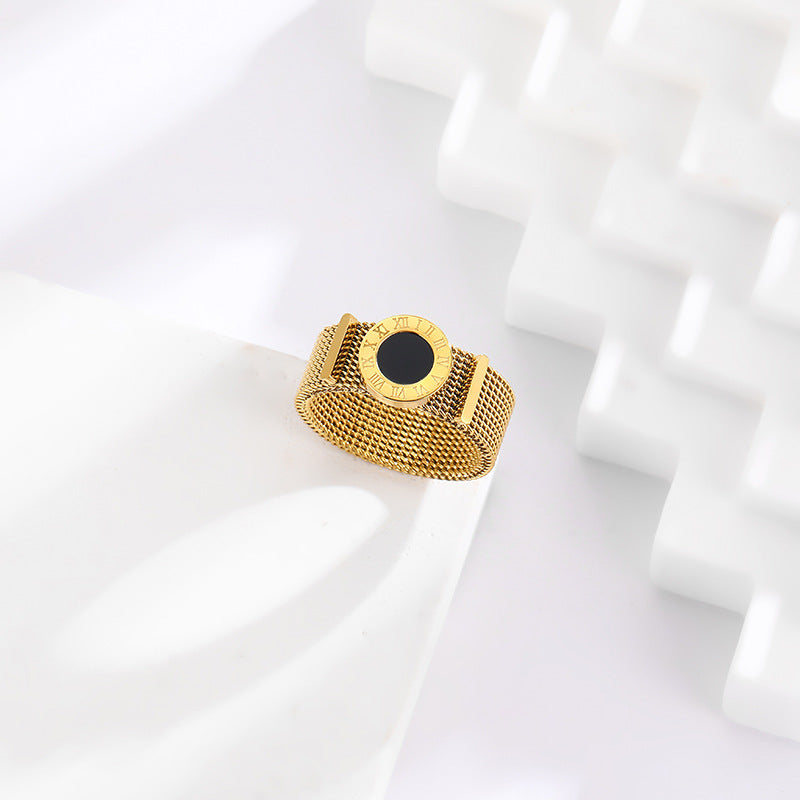 Timeless Roman Golden Mesh Statement Ring