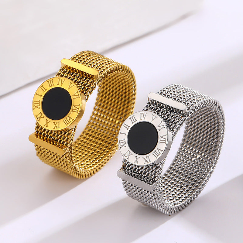 Timeless Roman Silver Mesh Statement Ring