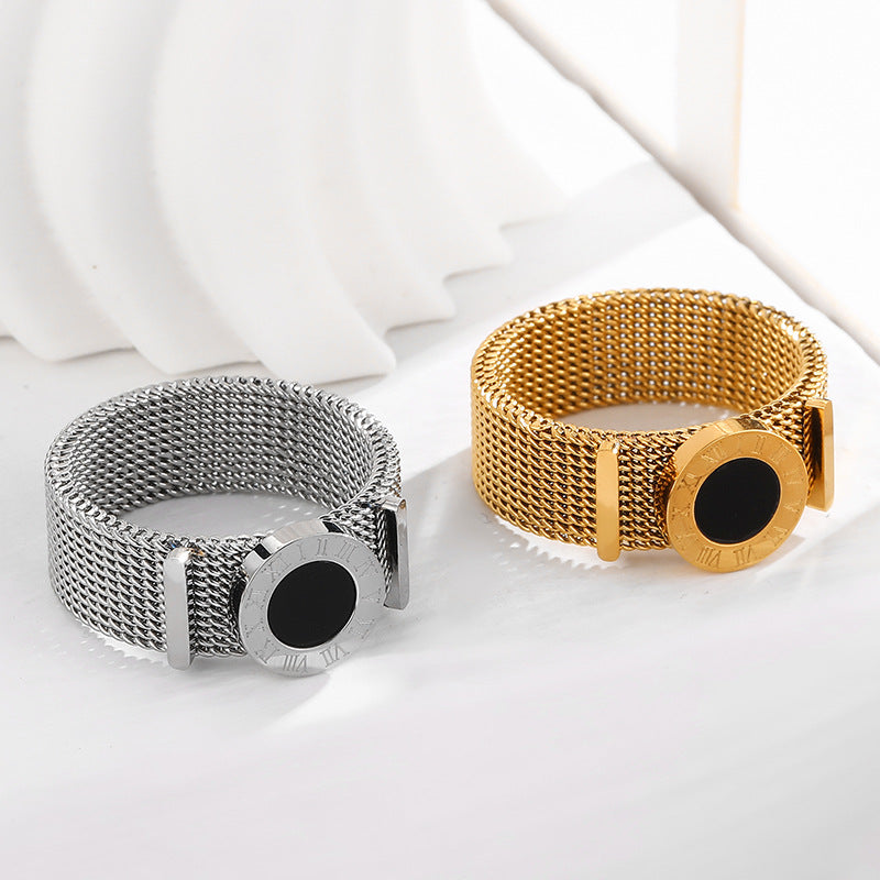 Timeless Roman Golden Mesh Statement Ring