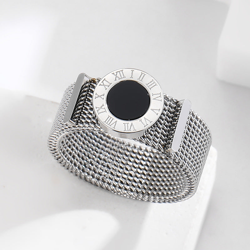 Timeless Roman Silver Mesh Statement Ring