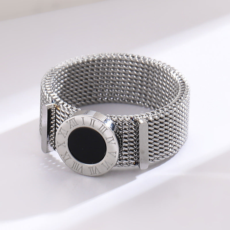 Timeless Roman Silver Mesh Statement Ring
