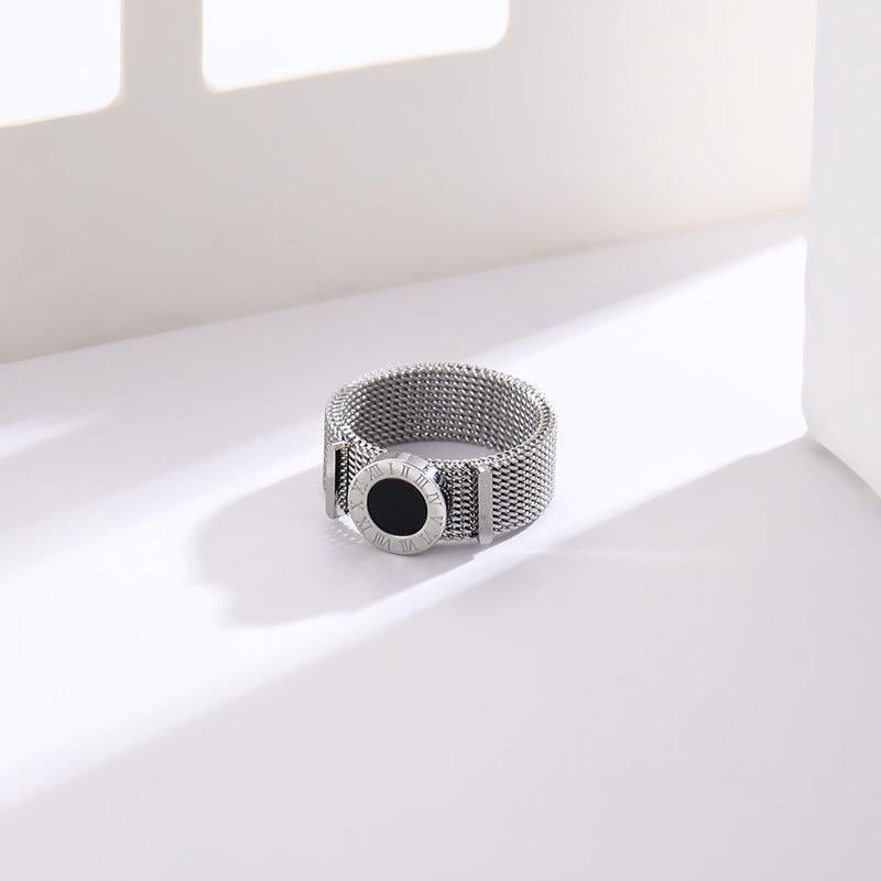 Timeless Roman Silver Mesh Statement Ring