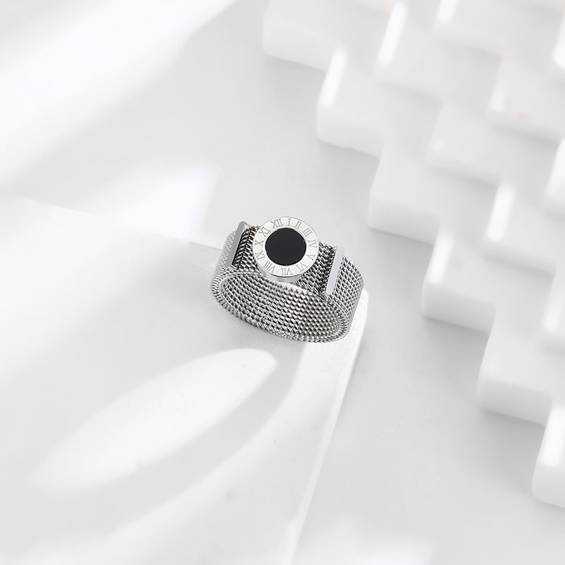 Timeless Roman Silver Mesh Statement Ring